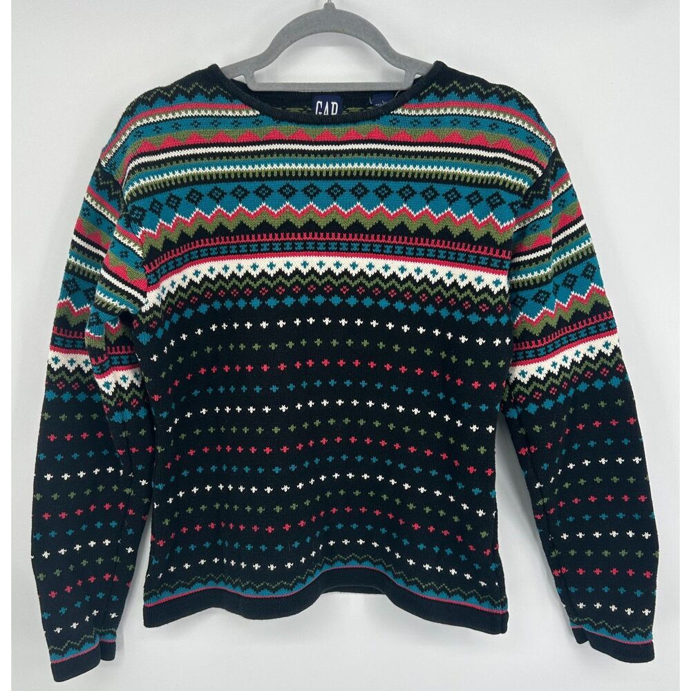 Vintage GAP Sweater Large Geometric Fair Isle Nordic Pullover